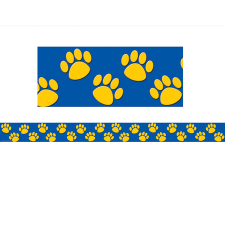 TEACHER CREATED RESOURCES Blue with Gold Paw Prints Border Trim, 35 Feet/Pack, PK6 TCR4643
